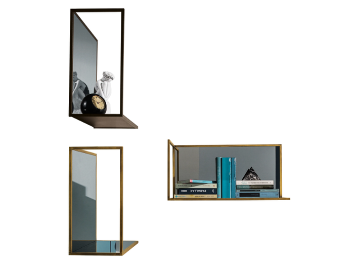 HELIA - Rectangular wall-mounted mirror with shelf _ Sovet italia